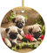 Puppys Mops Weihnachtsbaum Keramik Hängende Weihnachtsschmuck Runder Anhänger Christbaumschmuck