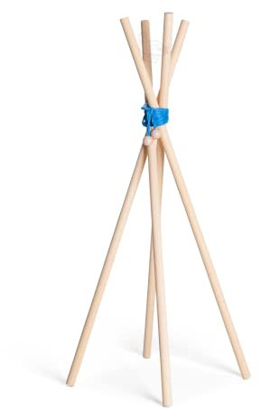 ABACHIWOOD–Blauer Tipi-Garderobenständer aus Naturholz, widerstandsfähiger Kleiderbügel für Kleidung,Taschen,Kleiderständer für Jungen und Mädchen, Zuhause. Heimdekoration und Geschenke, (40 x 2,5 cm)