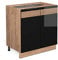 Vicco Spülenunterschrank Fame-Line, Schwarz-Eiche Hochglanz/Goldkraft Eiche, 80 cm mit Regal, ohne Arbeitsplatte