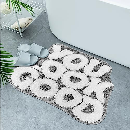 Inshere You Look Good Badematte, niedlicher Badezimmerteppich, grauer Küchenteppich, Fußmatten, weicher und saugfähiger Plüschkorallenstoff, cool, lustig, für den Innenbereich, Hausteppiche,