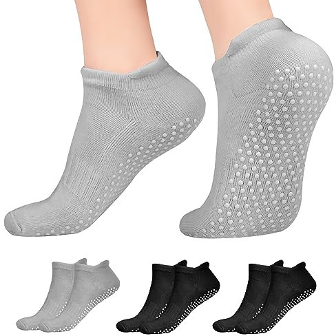 flintronic Yoga Socken, 4 Paare Antirutsch Rutschfeste Socken Sport für Yoga, Barre, Pilates, Tanz, Barfuß, Trampolin, Zuhause, Krankenhaus für Damen und Herren (Größe 36-40)
