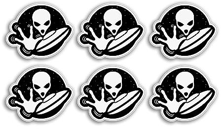 6 x 5 cm Alien Vinyl Aufkleber – UFO Space Extra-Terrestrisch Cartoon Gepäck Männer Frauen Jungen Mädchen Design Kleiner Aufkleber Laptop Scrapbooking #4188