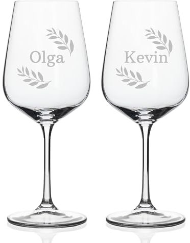Wanapix | Pack 2 Copas de Vino Personalizadas | Copas de Cristal Grabadas para Vino con el Nombre o Texto que quieras | Pack de Copas de Cristal | Name