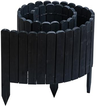 Gartenwelt Riegelsberger Rollboarder Anthrazit Länge 203 cm Zaunhöhe 30 cm Holzzaun Mähkante Rasenkante Tannenholz