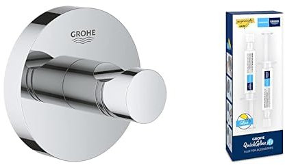 GROHE QUICKFIX - Kleber- Set für BadAccessoires & Start - Bademantelhaken (Material: Metall, verdeckte Befestigung), chrom, 41173000