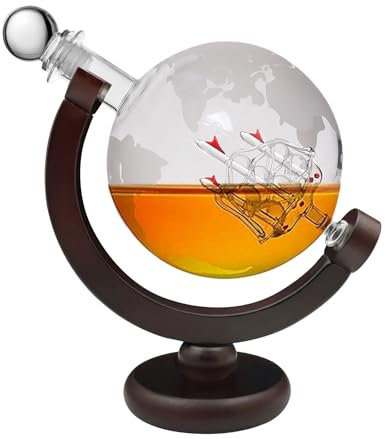 Decanter a forma di globo per whisky, da 793,8 g, regalo per papà, shaker per whisky e vino da uomo, regalo unico per marito, capo, fidanzato per la Giornata Mondiale della Memoria, 850 ml