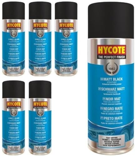 Hycote Matt Black Spray Paint, 400ml (Pack of 6)