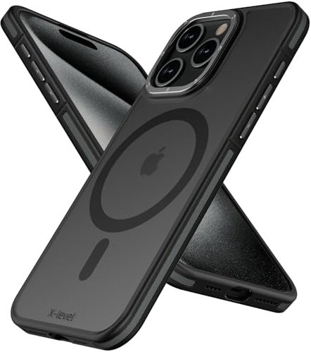 X-level iPhone 15 pro hülle Silikon Kompatibel mit Magsafe Ultra Dünn&leicht stoßfest & kameraschutz Original Durchscheinende Matt Magnetisch Handyhülle für iPhone 15 Pro Case 6.1,Schwarz