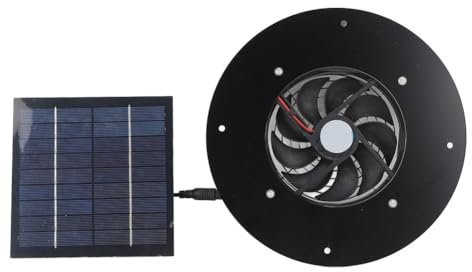 Haztholf Solar Panel 10 Inch Round Ventilation Box Exhaust Fan for Chicken Coop Greenhouse Shed Kennel for Dogs
