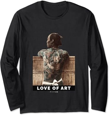Vintage Japanese tattooed Japanese man tattoo Aesthetic Art Long Sleeve T-Shirt