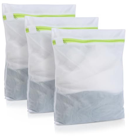 Wäschesack Waschmaschine 3 Stück, Wäschenetz für Waschmaschine 23 * 30 CM, Klein Wäschebeutel mit Grun Reißverschluss, Wäschebeutel für Unterwäsche Socken Babykleidung BH