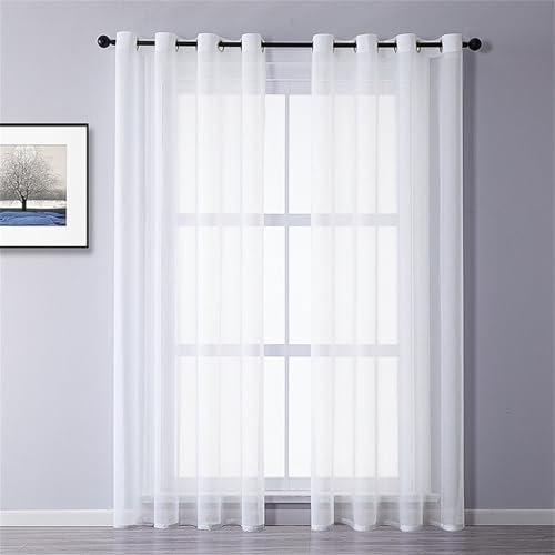 Odot Cortinas Ventanas Translucidas, Color Sólido Cortinas Salon Modernas Cortina Ventana Ojales 1 Pieza Cortinas Visillo Dormitorio para Decoracion Salón Comedor Cocina (100x250cm,Blanco)