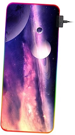 Lurrose Tapis De Souris De Jeu Rgb À 14 Lumières Colorées Motif Planète Pour Clavier Taille Câble Détachable -