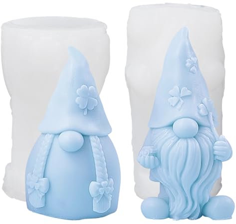 KINDPMA 2 Stück Silikonformen Gießformen Wichtel Weihnachten Zwerg 3D Silikonform DIY Silikon Kerzen Gießform Formen Seifenform für DIY Weihnachten Deko