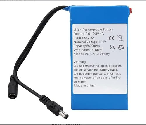 WoskjXas DC 12V 6800mAh Ricaricabile Batteria agli ioni di litio per la maggior parte dei dispositivi da 12V, Telecamere Wireless, Videocamere, lettori MP3,Telecamere CCTV, Router, DVD Portatili, ecc