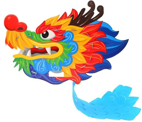 GAOSHA Tête de dragon chinois en papier - Jouet pour enfants - Festival de printemps et Noël