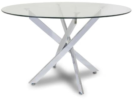 IBERA HOME Mesa Redonda de Cristal Templado de 120 cm para Comedor o Cocina - Elegancia y Estabilidad en Diseño Contemporáneo (Gris)