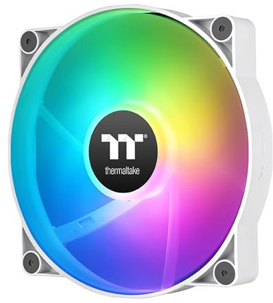 Thermaltake CT200 ARGB PWM Fan Single Pack, PWM Controlled 500~900 rpm, 5V Motherboard Sync, 16.8 Million Color 9 Addressable LEDs, Airflow 131.6 CFM, Hydraulic Bearing, 200mm, White, CL-F180-PL20SW-A