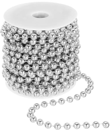 PATIKIL 33 Feet Pearl String 8 mm Craft Pearl Bead Garland Faux Beads Spool Roll Strands Pearls Chain Trim for Wedding Party Flower Christmas Tree Decoration DIY Crafts, Silver