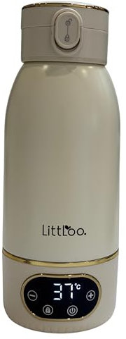 LittLoo Chauffe-Biberon Nomade Sans Fil – Chauffage Rapide 2-5min & Température Réglable 35-55°C – Idéal pour Lait Maternel – 500ml – USB-C – Voyage, Voiture, Préparation Rapide la Nuit
