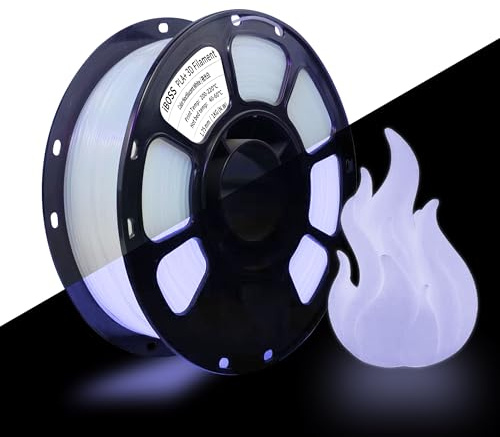 iBOSS PLA+ Filament leuchtet im Dunkeln, 3D-Drucker Filament PLA PLUS, Maßgenauigkeit 1,75 mm, +/- 0,02 mm, 1 kg Spule für 3D-Druck, (Hellweiß)