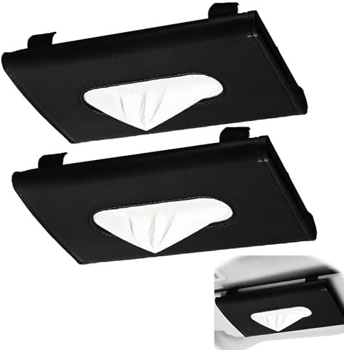 2pcs Car Tissue Holder, Car Tissue Box, Tissue Box Holder, Car Tissues, Tissue Holder, Leather Car Accessories for Sun Visor or Seat,Multifunctional Black Car Tissue Face Mask Box (Black)