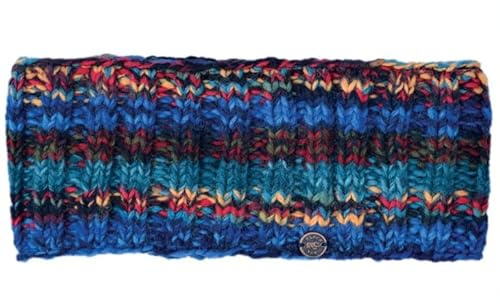 Black Yak 100% Pure New Wool Unisex Electric Stripe Headband - Blue