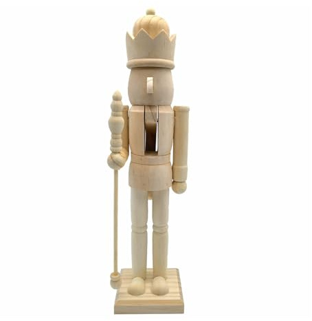 Worparsen Nussknacker Figur 26 cm aus Holz zum Selbstgestalten - Weihnachten Holz Nussknacker Figur - Unfertig & Unbemalt - DIY Blank Soldatenfigur - Festtagsdeko & Partyornament (C)
