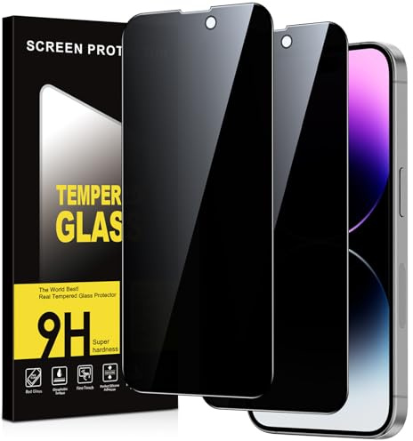 Micnkifo Protector Pantalla Privacidad para iPhone 14 Pro Max 2 Piezas,Anti Espía Cristal Templado,Anti-Espía Vidrio Película,9H Dureza,Anti-Arañazo,Sin Burbujas,Privacy Screen Protector