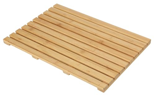 Levede Bamboo Bath Mat, Non Slip Wooden Shower Mat, Quick Dry Bamboo Duckboard for Bathroom, Spa & Sauna, Water Resistant Bathroom Floor Mat 53 x 37cm
