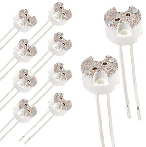Douilles Gu5 3 Mr16 Céramique, Douille Ampoule Compatible Led Halogène G4/GU4/G6 35, 12V-220V 2A Max. 100W, avec Câble Silicone 15 cm pour Spot Encastrable (10 Pièces)