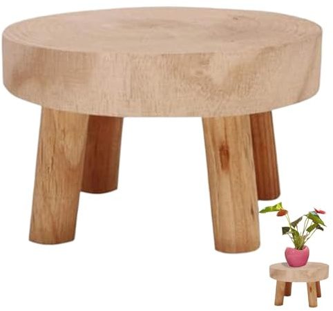 Taburete de madera para plantas, resistente soporte elevador para plantas en macetas de interior, taburete de madera multiusos de color tronco para suculentas, decoración de balcón, L-20 cm