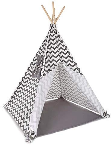 Bandits & Angels Tipi Spielzelt Indian Grey für Jungen und Mädchen ab 3 Jahren – Graues Zelt für drinnen und draußen – Tipi-Zelt – 100% Baumwolle – Spielzelt für Kinder