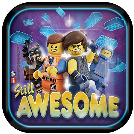 Amscan Lego Movie 2 Square Paper Plates 18 centimeter