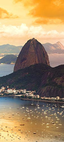Bilderdepot24 Türtapete Copacabana in Rio de Janeiro 90 x 200 cm - einteilig Türaufkleber Türfolie Türposter - Brasilien Sandstrand Zuckerhut Landschaft