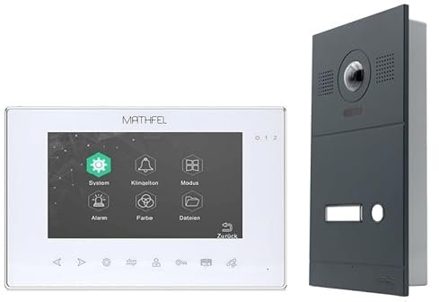 Mathfel Video Türsprechanlage mit 7'' Monitor, 2 Draht Türklingel mit Kamera und Türöffner für 1-Familienhaus - Video Gegensprechanlage, Sprechanlage mit Kamera, Videotürklingel