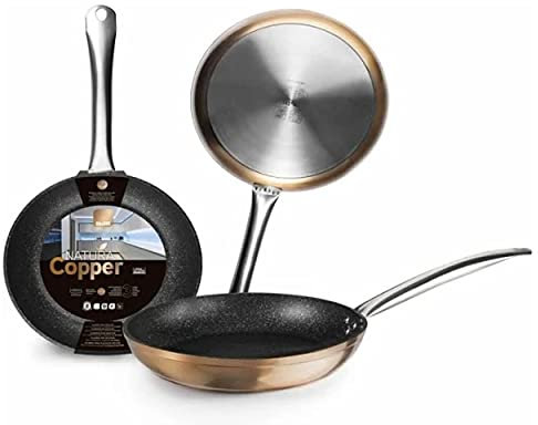 IBILI Natura Copper Frying Pan, 20 cm, Aluminium, Stone-Style Non-Stick Coating, Suitable for Induction Hobs