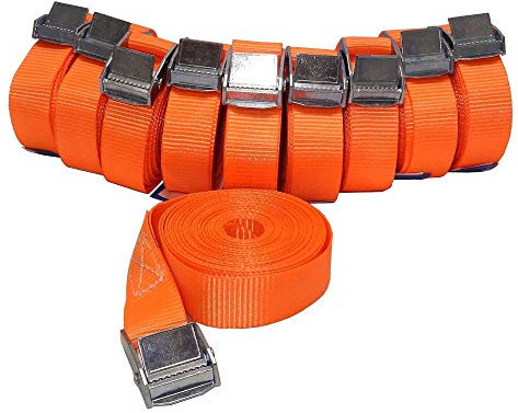 10 Spanngurte Zurrgurte 250 Kg daN 5 Meter mit Klemmschloss Klemmschlossgurt Orange