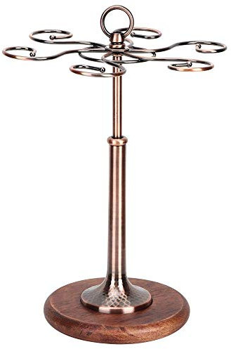 Porte Verre à Vin, Support de Comptoir pour Verres à Vin aver Base en Bois, Dark Bronze