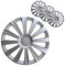 PETEX 4 Stück Radkappen 14 Zoll Radzierblenden in Silber, ABS Kunststoff, Universal, Speichen-Clip, 5024
