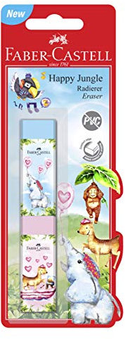 Faber-Castell 188737 - Radiergummi 2er Set, Happy Jungle, zwei verschiedene Motive (keine Auswahl möglich)