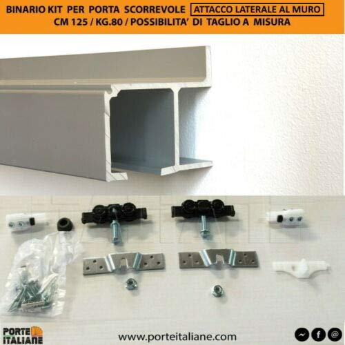FIP, Kit Binario per Porta Scorrevole, Montaggio Laterale, Portata 80 kg, 180 cm
