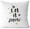 JUNIWORDS Kissen, Let it Snow, goldene Schneeflocken, 40 x 40 cm, 2-farbig, Weiß-Schwarz