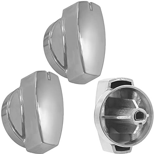 SPARES2GO Temperature Control Knob Compatible with Belling 444440223 444442983 Oven Cooker (Chrome, Pack of 3)