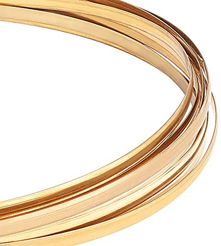 BENECREAT 5m Halbrunder Kupferdraht 5mm Breiter Schmuckperlendraht 1mm Dicker Flacher Goldkupferdraht Für Bastelbedarf