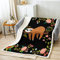 Homewish Kawaii Faultier Überwurfdecke süßes Blumentier Faultier Bettdecke schönes Tier Faultier Plüschdecke AST Schwarz Braun Fuzzy-Decke Cartoon-Tier Schlafzimmerdekoration, 150 x 200
