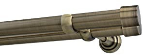 Sento 25/25mm Metall Gardinenstange Vorhangstange 2-läufig Messing Antik Classic 200 cm Albana