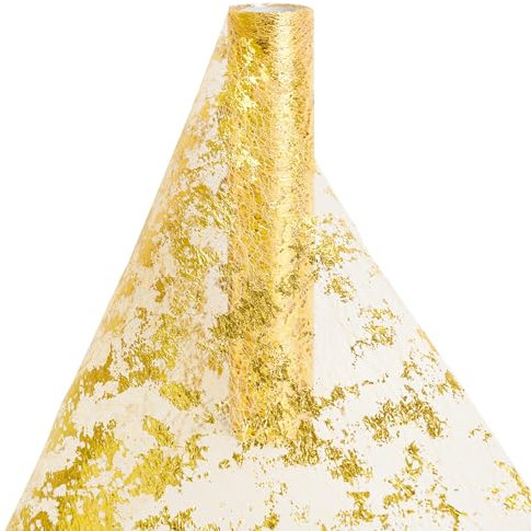 Tischläufer Gold, 29CM×20M Glänzend Tischband mit Beschicht, Gold Tischband Dekostoff für Halloween Party Hochzeit Weihnachten Geburtstag Festiva
