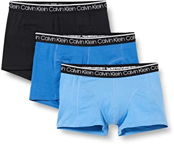 Calvin Klein Herren Boxershorts Trunks Unterwäsche, Mehrfarbig (Black/Delft/Silver Lake Blue), L