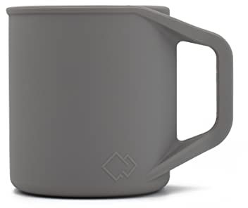 MYOTT Silicone Coffee Cup - Food Grade Silicone Camping Mug with Handle - Portable, Collapsible Coffee Mug - BPA Free, Dishwasher Safe and Microwave Safe 12- oz (Granite Gray, 1 Pack)